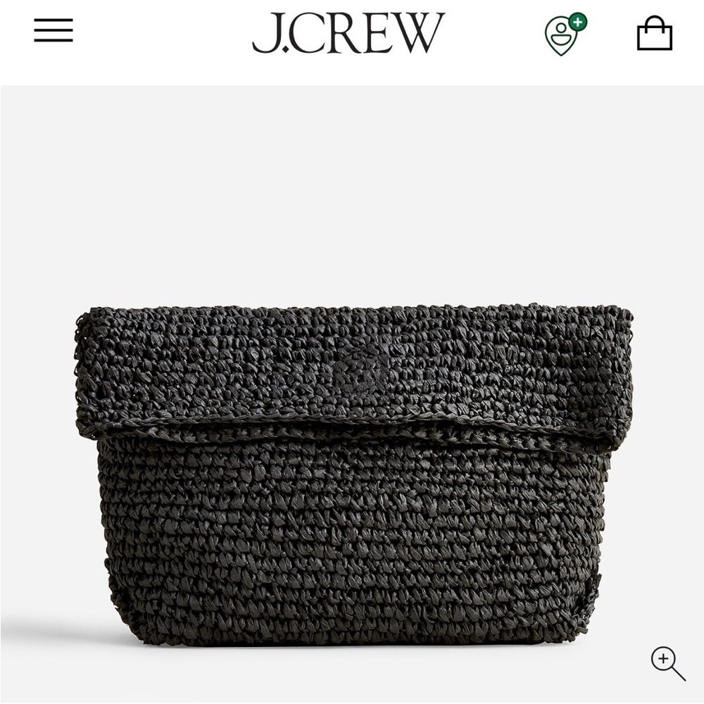 J. Crew Charcoal Raffia Clutch